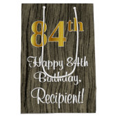 Sac Cadeau Moyen 84e anniversaire : Elégant look d'or Faux #, Faux (Dos)