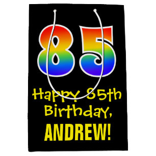 Sac Cadeau Moyen 85e anniversaire : Amusant, gras, coloré, arc-en-c