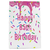 Sac Cadeau Moyen 85e Anniversaire Sprinkles Sur Glace Rose (Devant)