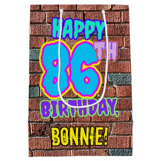 Sac Cadeau Moyen 86e anniversaire : Amusant, Graffiti urbain inspir (Dos)