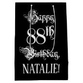 Sac Cadeau Moyen 88e anniversaire : fantaisie, élégant script + Nom (Dos)