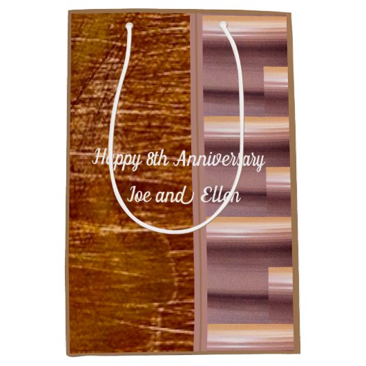 Sac Cadeau Moyen 8e anniversaire, bronze et poterie (Devant)