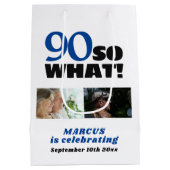 Sac Cadeau Moyen 90 So what Funny 90th Birthday 2 Photo Collage (Dos)