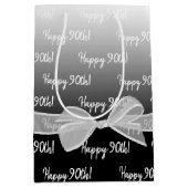 Sac Cadeau Moyen 90e anniversaire de Gradient avec Bow blanc (Devant)