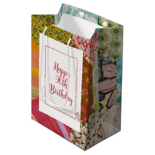 Sac Cadeau Moyen 90e anniversaire Motif de courtepointe avec aiguil
