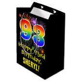 Sac Cadeau Moyen 93ème anniversaire : Fun Fireworks Motif + Rainbow (Dos Angle)