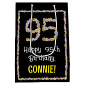 Sac Cadeau Moyen 95e anniversaire : Floral Flowers Numéro, Nom pers (Dos)