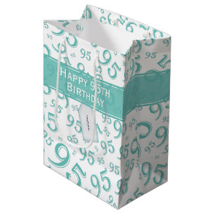 Sac Cadeau Moyen 95e Joyeux anniversaire Turquoise numéro aléatoire