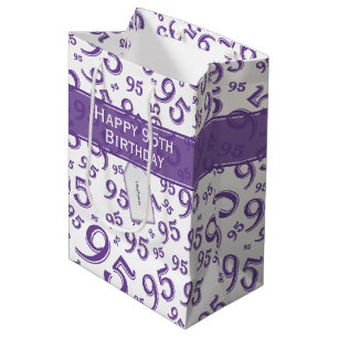 Sac Cadeau Moyen 95e Joyeux Anniversaire violet Motif de nombre alé