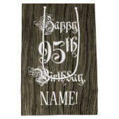 Sac Cadeau Moyen 95th Birthday: Fancy, Faux Wood Look + Custom Name (Dos)