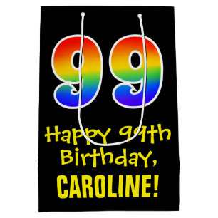 Sac Cadeau Moyen 99e anniversaire : Amusant, gras, coloré, arc-en-