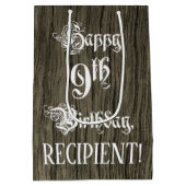 Sac Cadeau Moyen 9e anniversaire : Fancy, Faux Wood Look + Custom N (Dos)