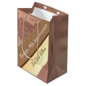 Sac Cadeau Moyen 9e anniversaire Mariage, saule et cuivre (Devant Angle)