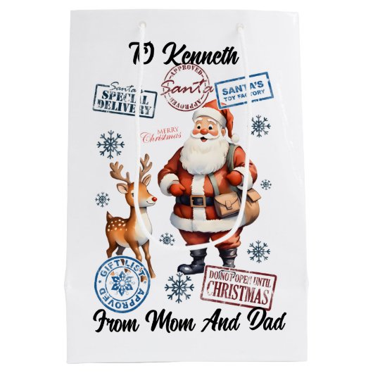 Sac Cadeau Moyen A Cheerful Santa With His Magical Holiday Sack (Dos)