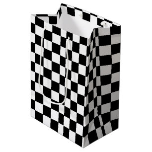 Sac Cadeau Moyen à damiers blanc et noir