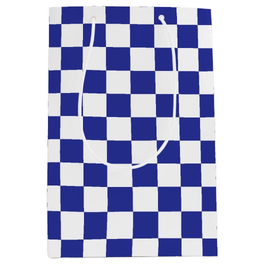 Sac Cadeau Moyen à damiers bleu et blanc (Devant)