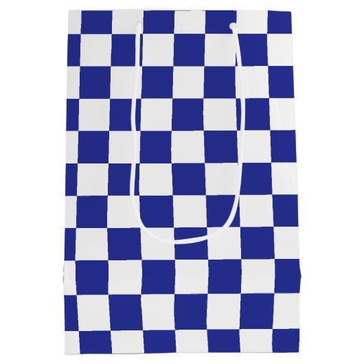 Sac Cadeau Moyen à damiers bleu et blanc (Dos)