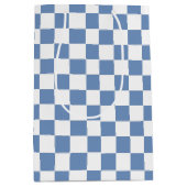 Sac Cadeau Moyen à damiers bleu/gris et blanc (Devant)