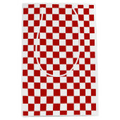 Sac Cadeau Moyen à damiers carré rouge blanc rétro (Devant)