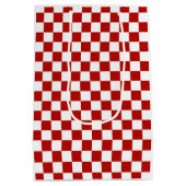 Sac Cadeau Moyen à damiers carré rouge blanc rétro (Dos)