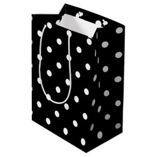 Sac Cadeau Moyen À petits pois noir et blanc classique