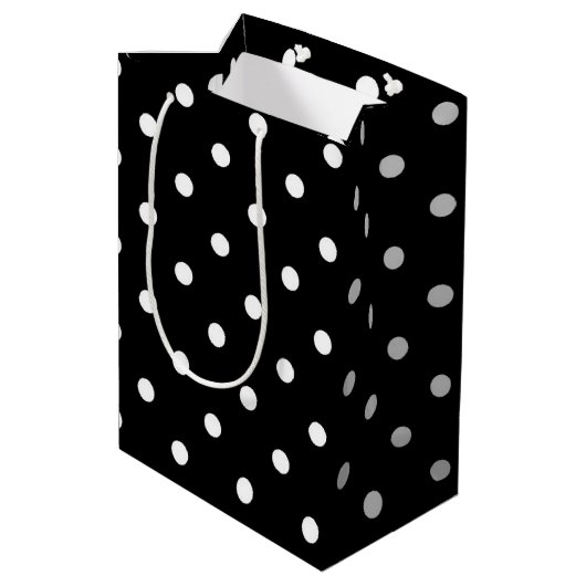 Sac Cadeau Moyen À petits pois noir et blanc classique (Dos Angle)