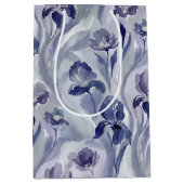 Sac Cadeau Moyen Abstract Flowers Pattern Indigo Purple Iris (Devant)