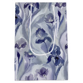 Sac Cadeau Moyen Abstract Flowers Pattern Indigo Purple Iris (Dos)