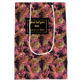 Sac Cadeau Moyen Abstract rose gold black leopard watercolor (Dos)