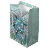 Sac Cadeau Moyen Abstrait Bleu Vert Papillon Imaginaire Fractal Art (Dos Angle)
