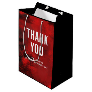 Sac Cadeau Moyen Abstrait noir et rouge moderne - Merci