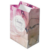 Sac Cadeau Moyen Abstrait Pastel rose violet marine douce 16 Annive (Devant Angle)