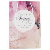 Sac Cadeau Moyen Abstrait Pastel rose violet marine douce 16 Annive (Devant)