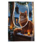 Sac Cadeau Moyen Abyssinian Cat With Christmas Lights Holiday (Devant)