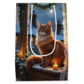 Sac Cadeau Moyen Abyssinian Cat With Christmas Lights Holiday (Dos)