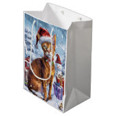 Sac Cadeau Moyen Abyssinian Chat Winter Wonderland Noël Joie (Devant Angle)