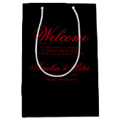 Sac Cadeau Moyen Accueil du Mariage minimal rouge noir (Devant)