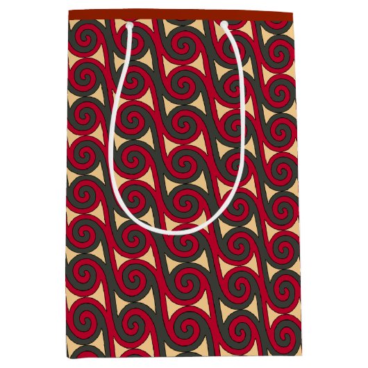 Sac Cadeau Moyen Administrer tourbillonne en rouge, vert et or (Devant)