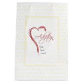 Sac Cadeau Moyen Adoption, Religieux, Dots Jaunes avec Coeur Rouge (Dos)