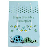Sac Cadeau Moyen adorable ladybugs ajouter nom étoiles bleu (Dos)