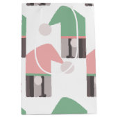 Sac Cadeau Moyen Adorable Noël Gnome Rose Vert Casquette (Devant)