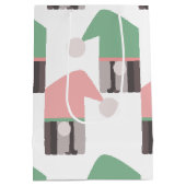 Sac Cadeau Moyen Adorable Noël Gnome Rose Vert Casquette (Dos)