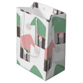 Sac Cadeau Moyen Adorable Noël Gnome Rose Vert Casquette (Dos Angle)