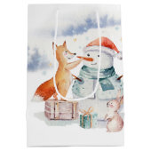Sac Cadeau Moyen adorable Noël Snowman & Fox (Dos)