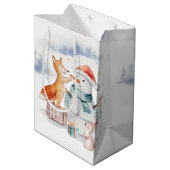 Sac Cadeau Moyen adorable Noël Snowman & Fox (Dos Angle)