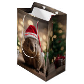 Sac Cadeau Moyen adorable Noël Wombat, (Devant Angle)