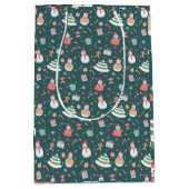 Sac Cadeau Moyen Adorable Snowman Motif de Noël (Devant)