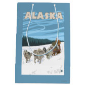 Sac Cadeau Moyen Affiche de Vintage voyage d'AlaskaDogsledding (Dos)