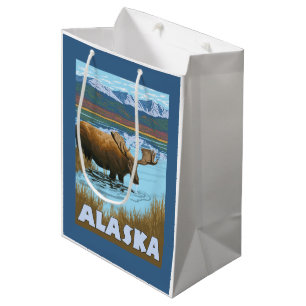 Sac Cadeau Moyen Affiche de Vintage voyage d'eau potable d'orignaux
