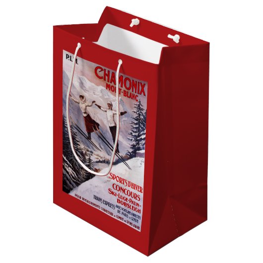 Sac Cadeau Moyen Affiche promotionnelle de ski (Devant Angle)